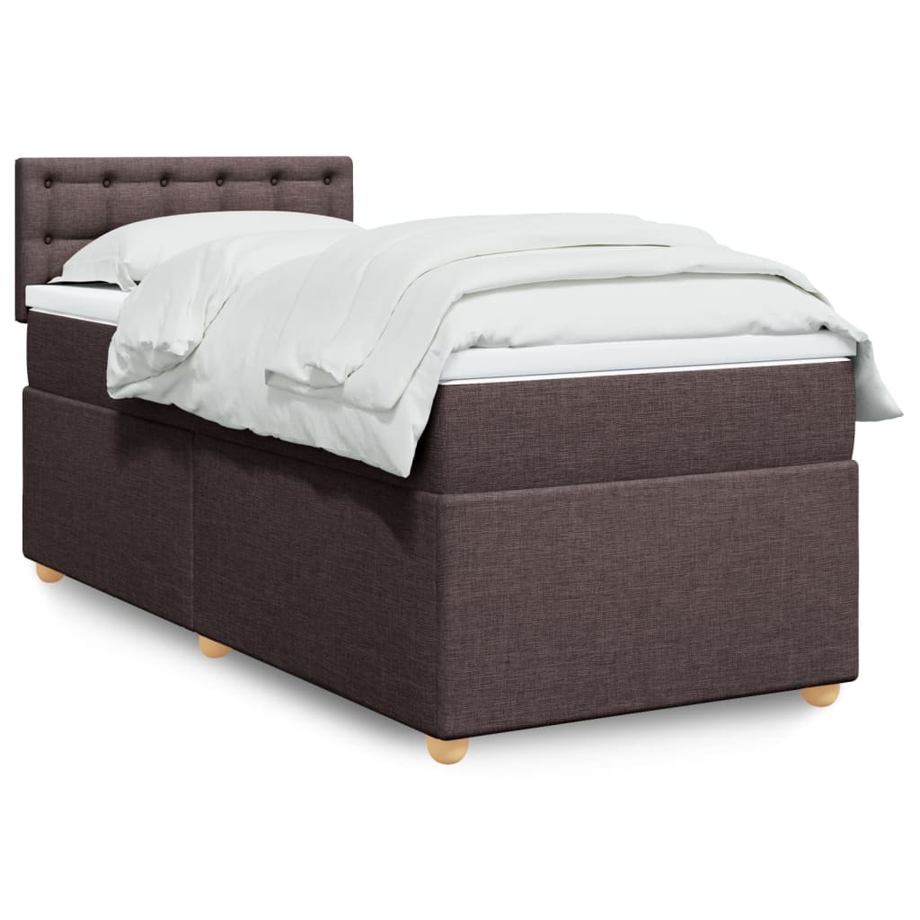 Box Spring Postel S Matrací Textil Tmavě Hnědá