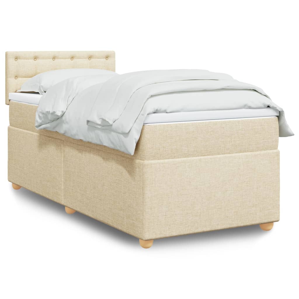 Box Spring Postel S Matrací Textil Krémová