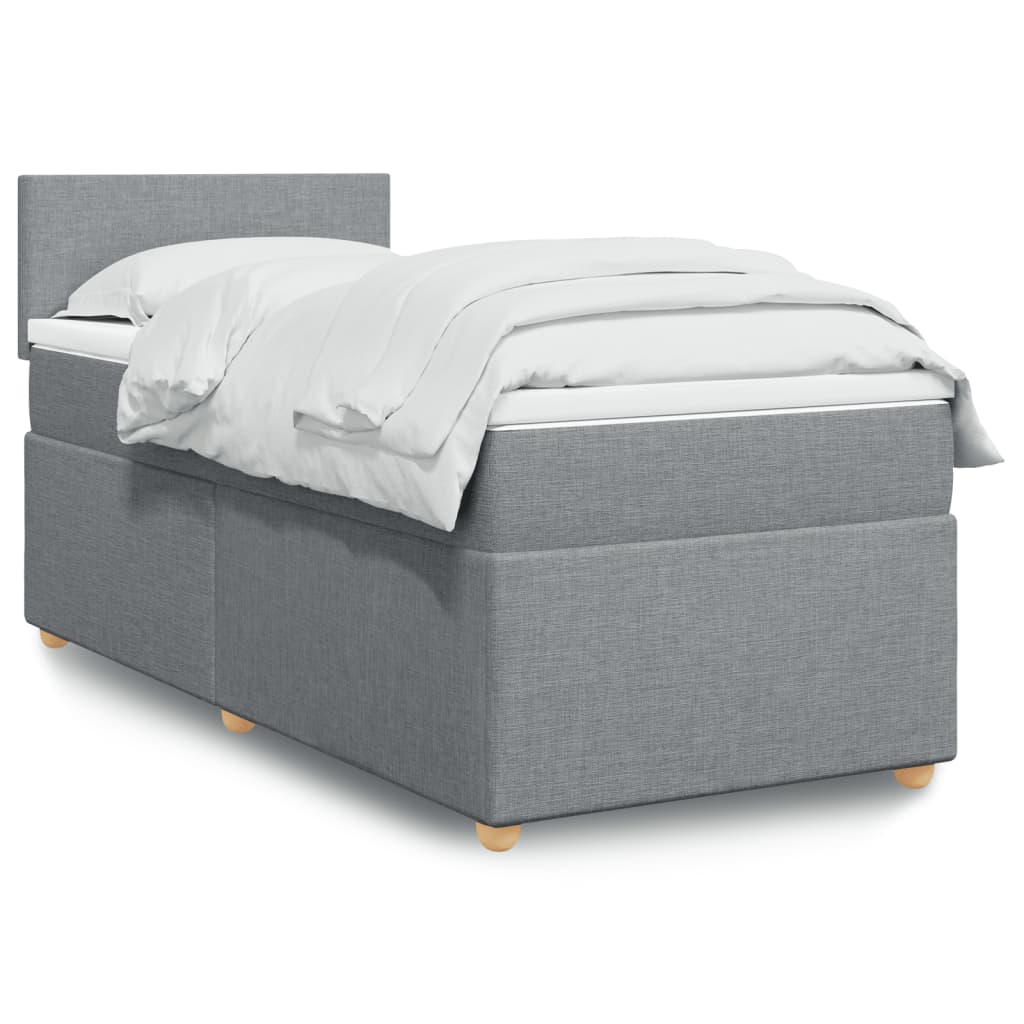 Box Spring Postel S Matrací Textil Světle Šedá
