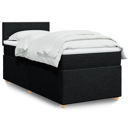 Box Spring Postel S Matrací Černá Textil Černá