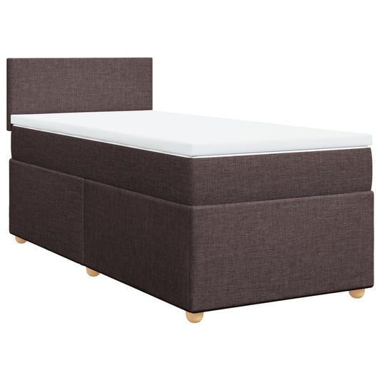Box Spring Postel S Matrací Textil Tmavě Hnědá