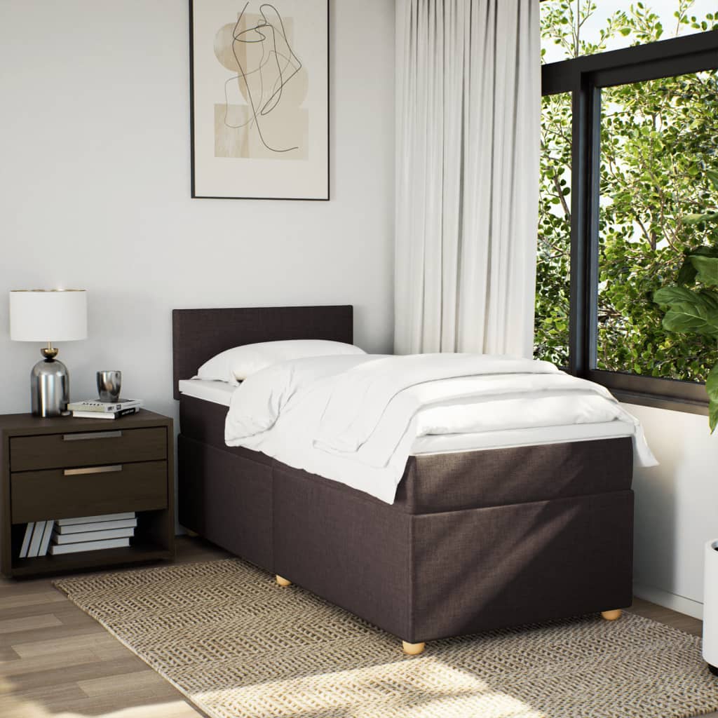 Box Spring Postel S Matrací Textil Tmavě Hnědá