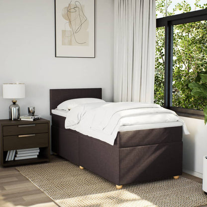 Box Spring Postel S Matrací Textil Tmavě Hnědá
