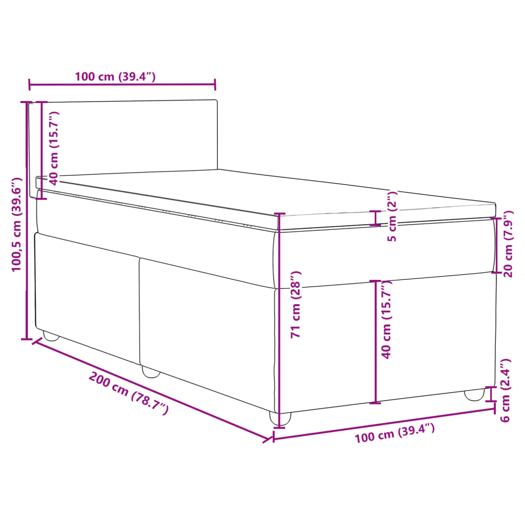 Box Spring Postel S Matrací Textil Tmavě Hnědá