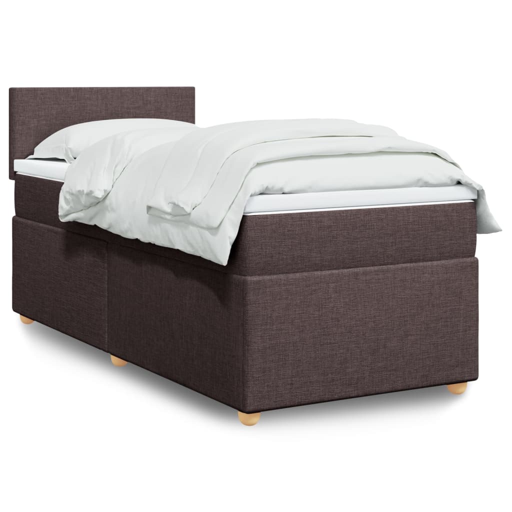Box Spring Postel S Matrací Textil Tmavě Hnědá
