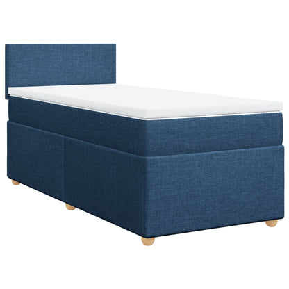 Box Spring Postel S Matrací Modrá 100 X 200 Cm Textil