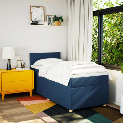Box Spring Postel S Matrací Modrá 100 X 200 Cm Textil