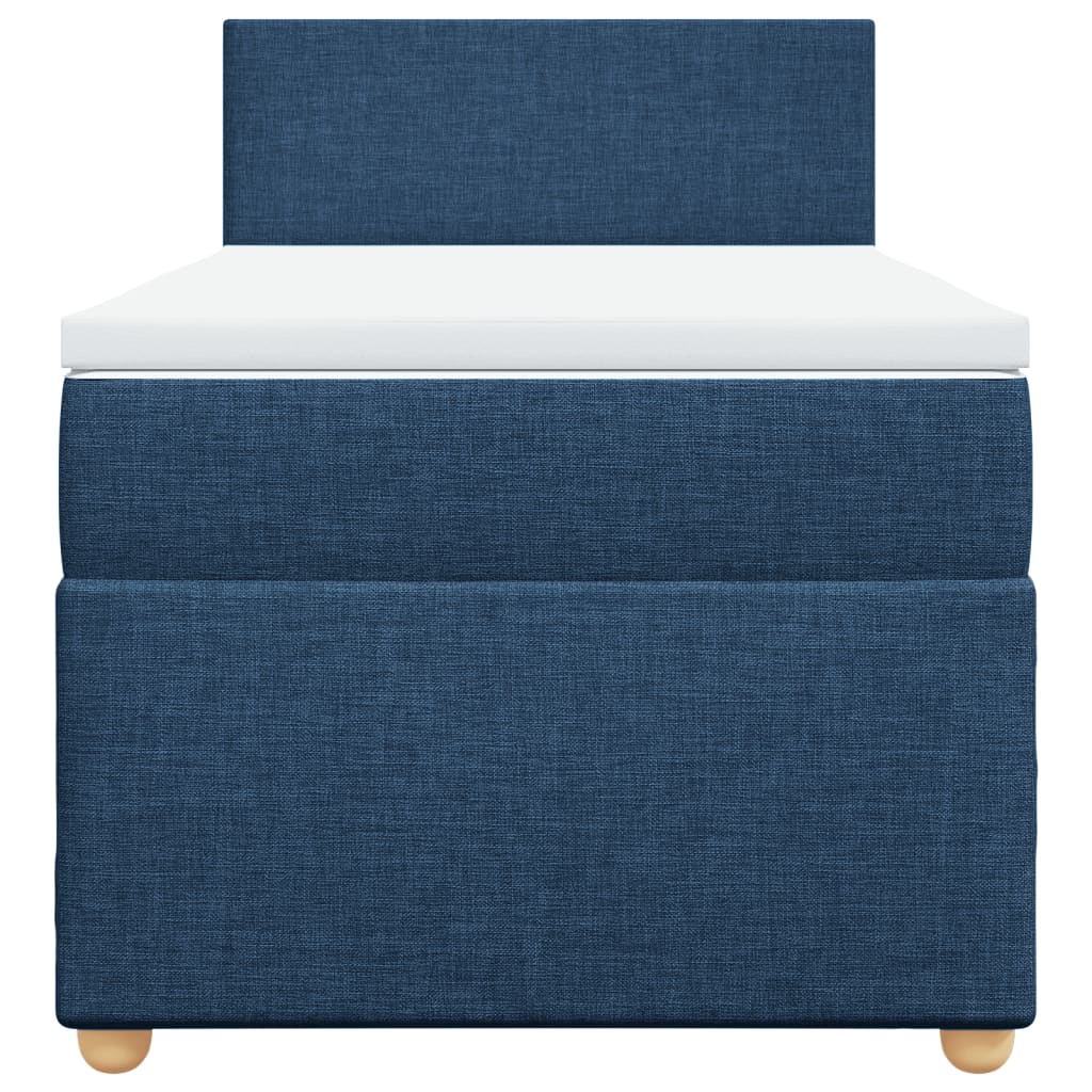 Box Spring Postel S Matrací Modrá 100 X 200 Cm Textil