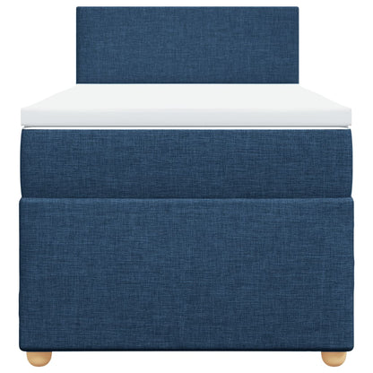Box Spring Postel S Matrací Modrá 100 X 200 Cm Textil