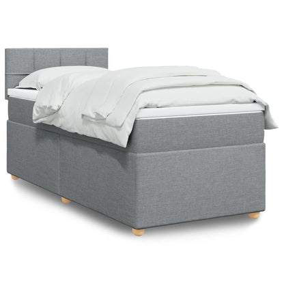 Box Spring Postel S Matrací Textil Světle Šedá