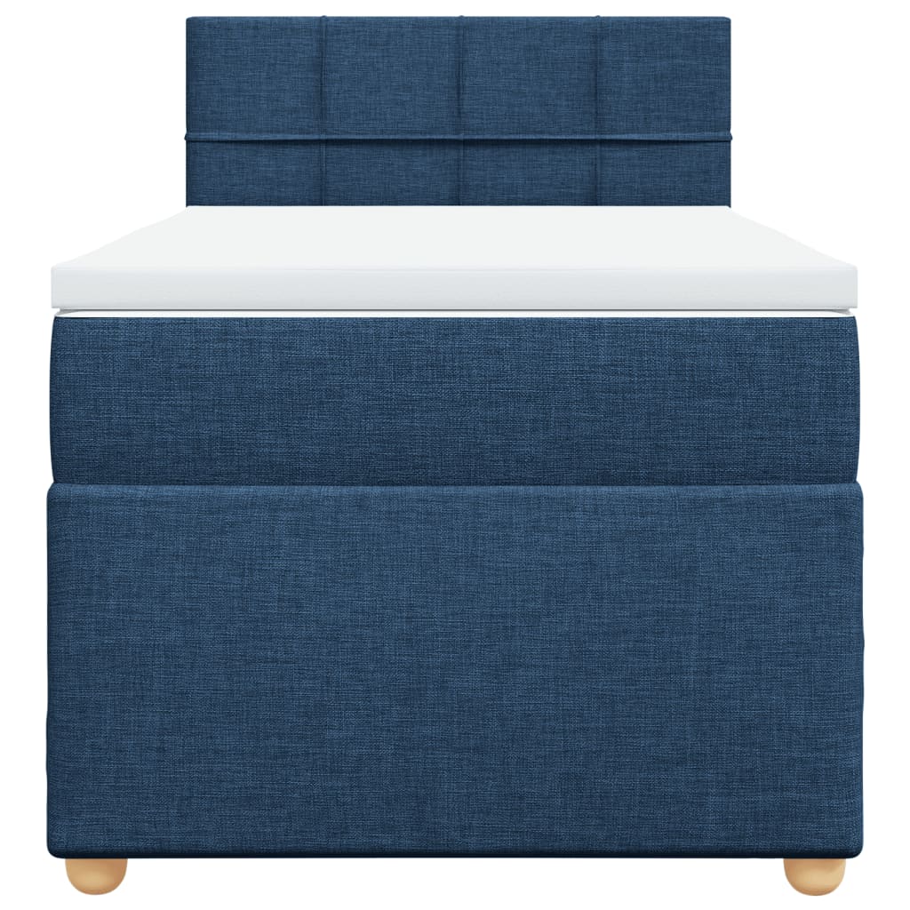 Box Spring Postel S Matrací Modrá 100 X 200 Cm Textil