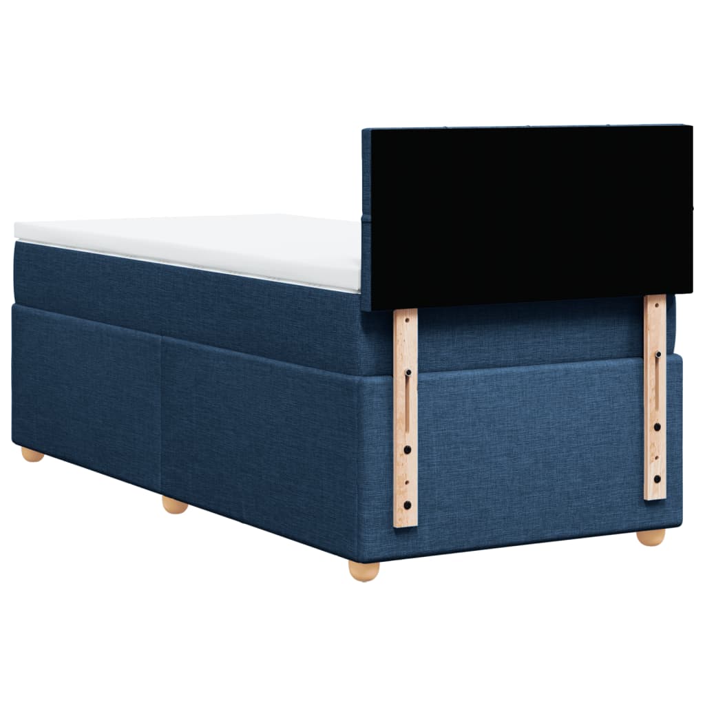 Box Spring Postel S Matrací Modrá 100 X 200 Cm Textil