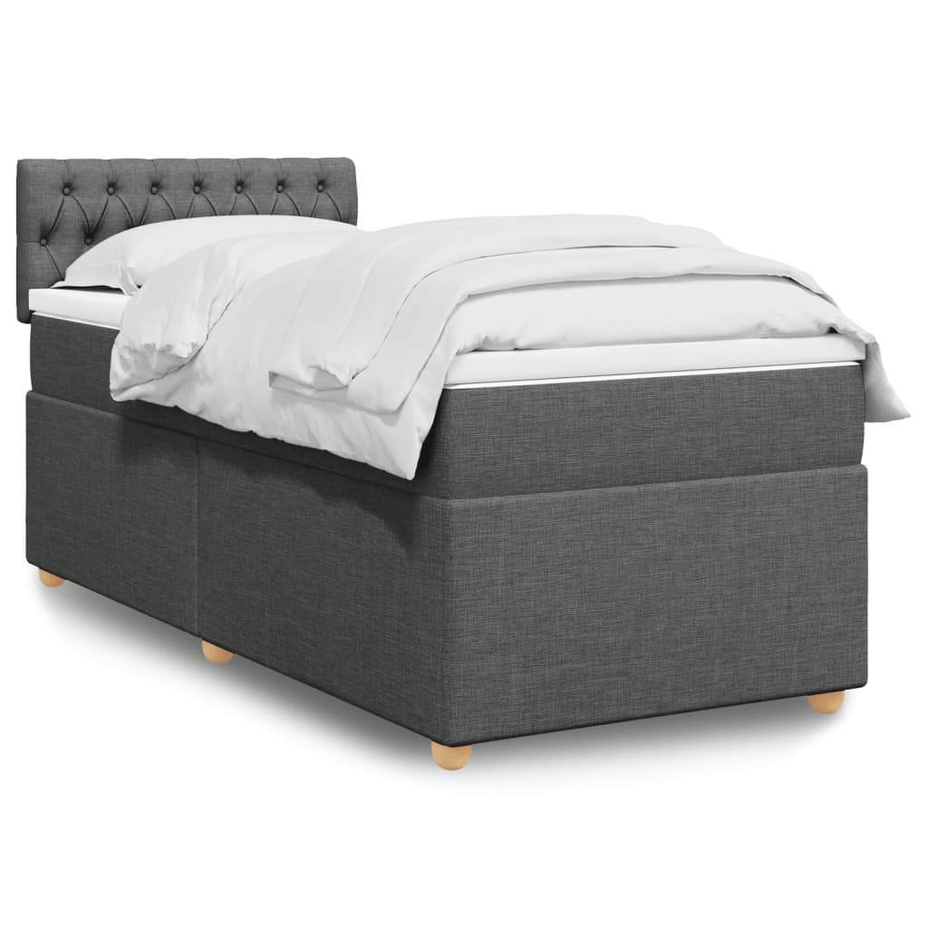Box Spring Postel S Matrací Textil Tmavě Šedá