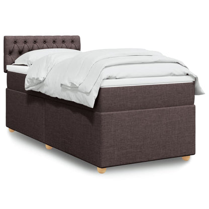 Box Spring Postel S Matrací Textil Tmavě Hnědá