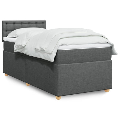 Box Spring Postel S Matrací Textil Tmavě Šedá