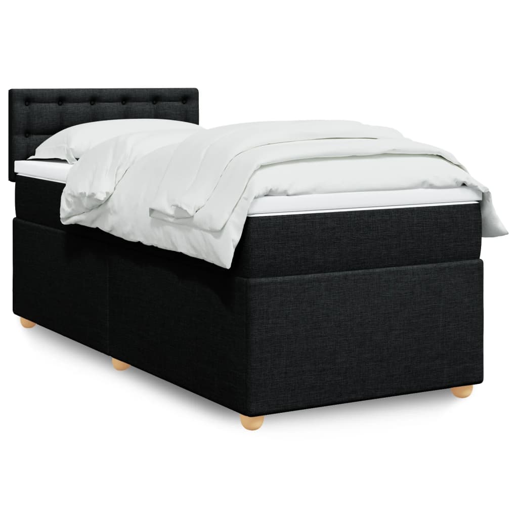 Box Spring Postel S Matrací Černá Textil Černá