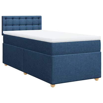 Box Spring Postel S Matrací Modrá 100 X 200 Cm Textil