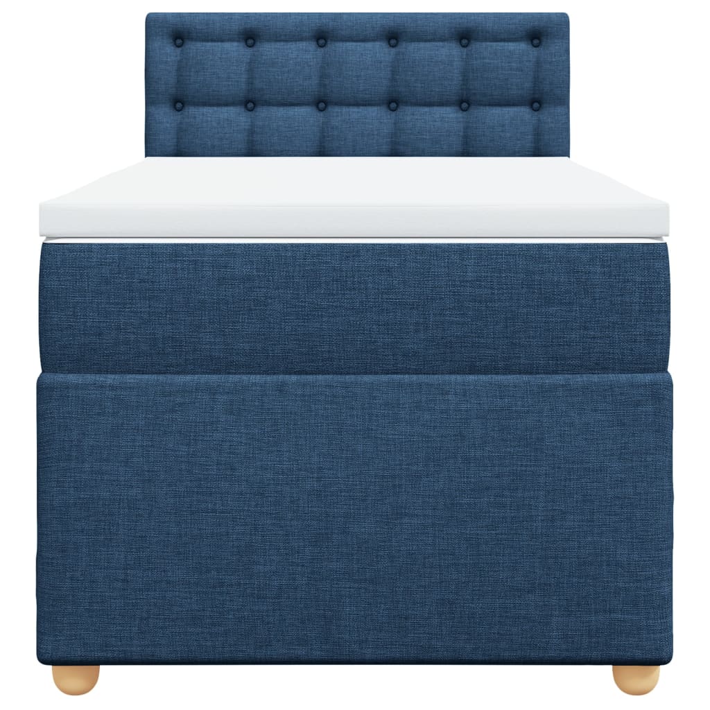 Box Spring Postel S Matrací Modrá 100 X 200 Cm Textil