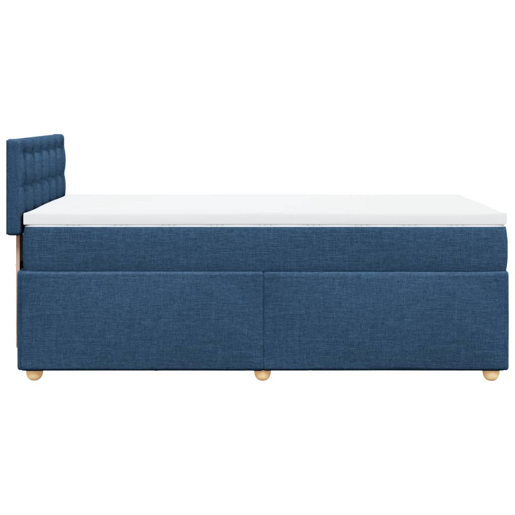 Box Spring Postel S Matrací Modrá 100 X 200 Cm Textil