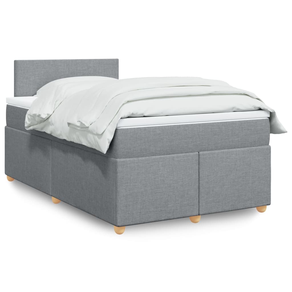 Box Spring Postel S Matrací Textil Světle Šedá