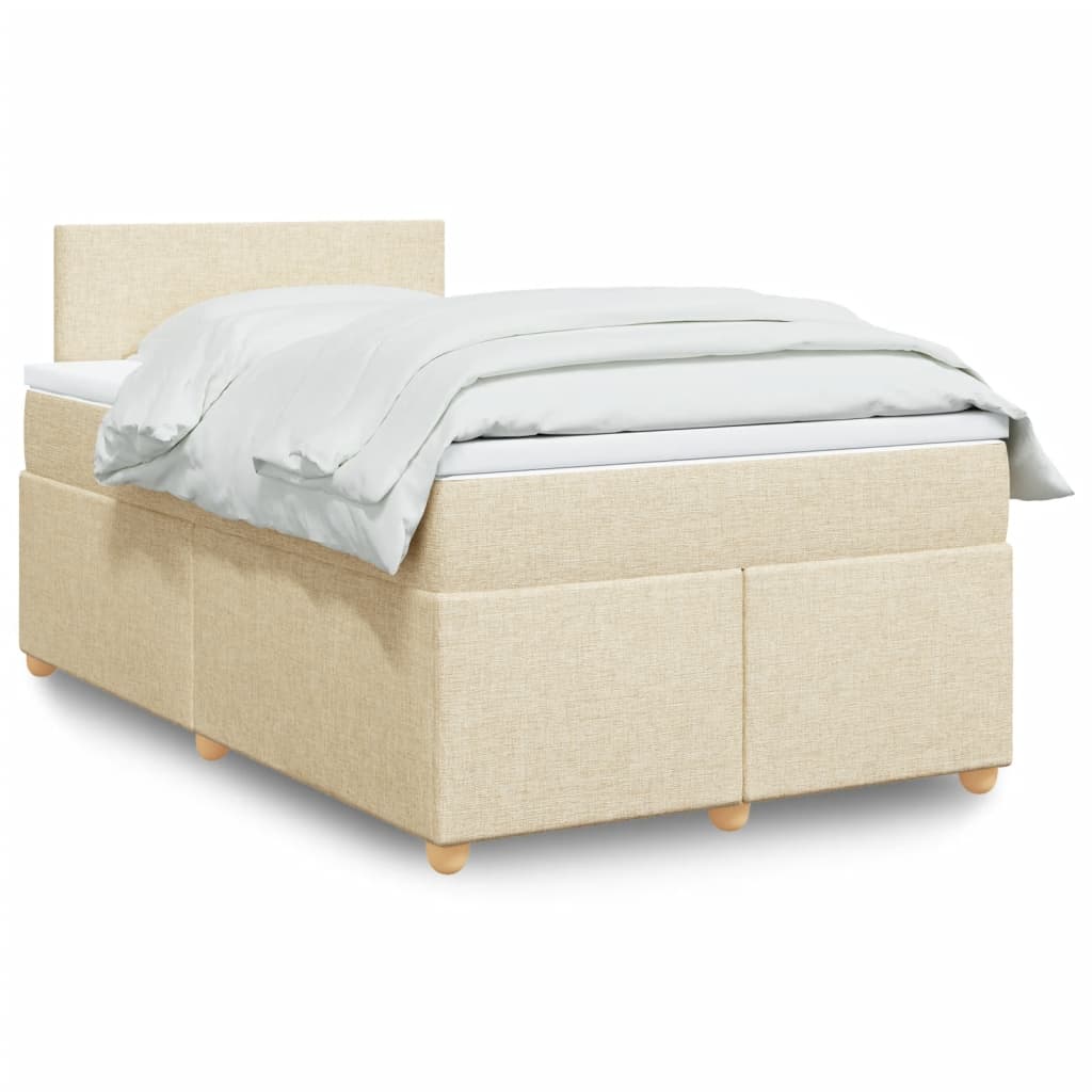Box Spring Postel S Matrací Textil Krémová