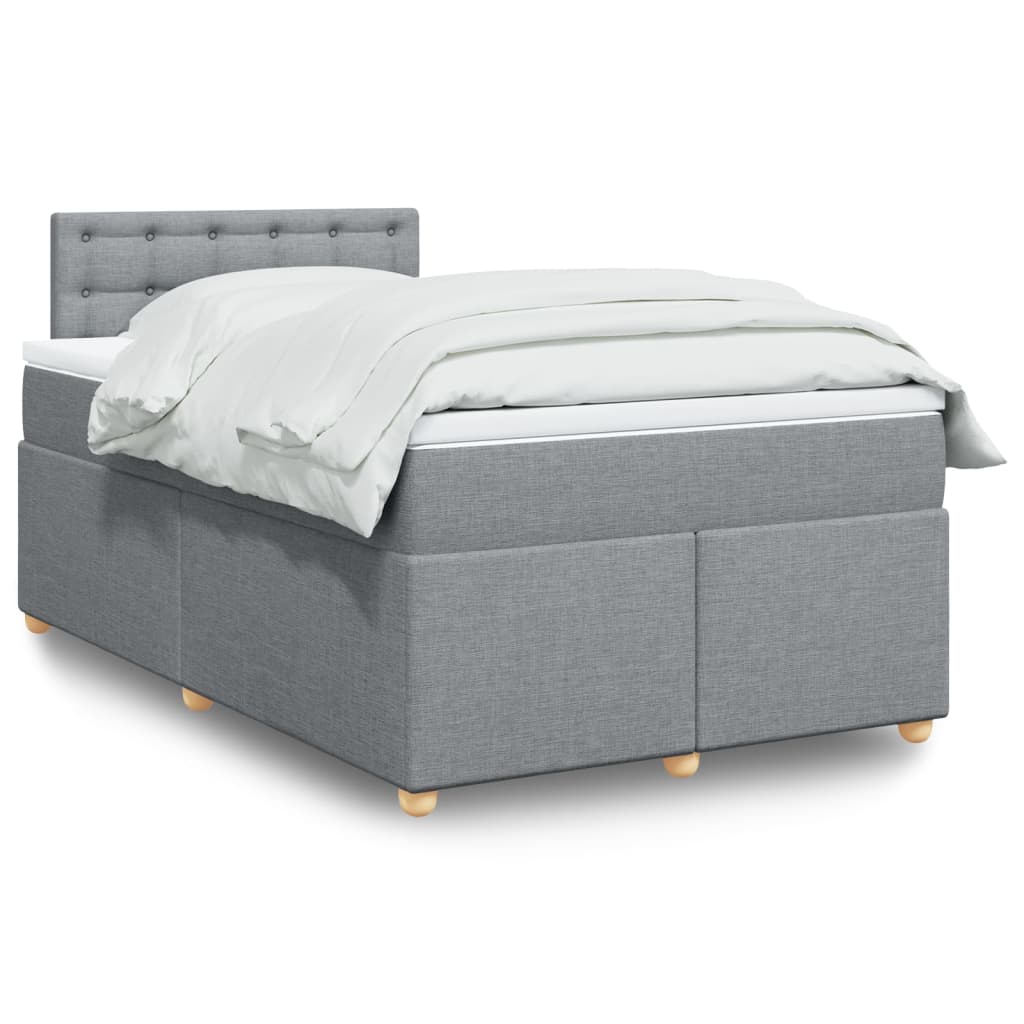Box Spring Postel S Matrací Textil Světle Šedá