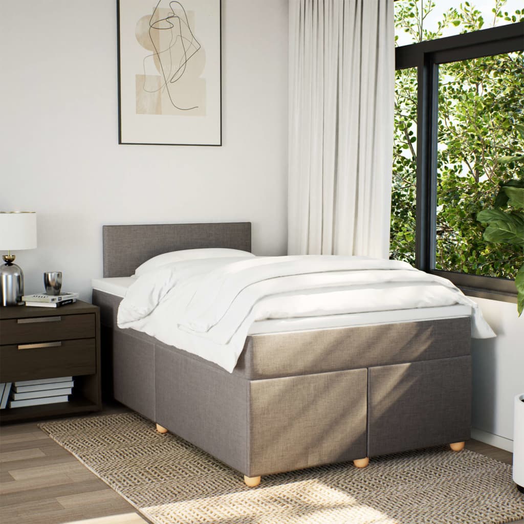 Box Spring Postel S Matrací Textil Taupe