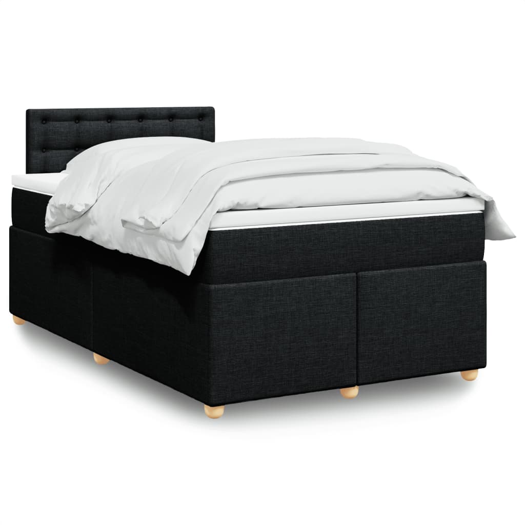 Box Spring Postel S Matrací Černá Textil Černá