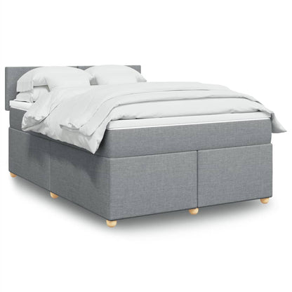 Box Spring Postel S Matrací Textil Světle Šedá