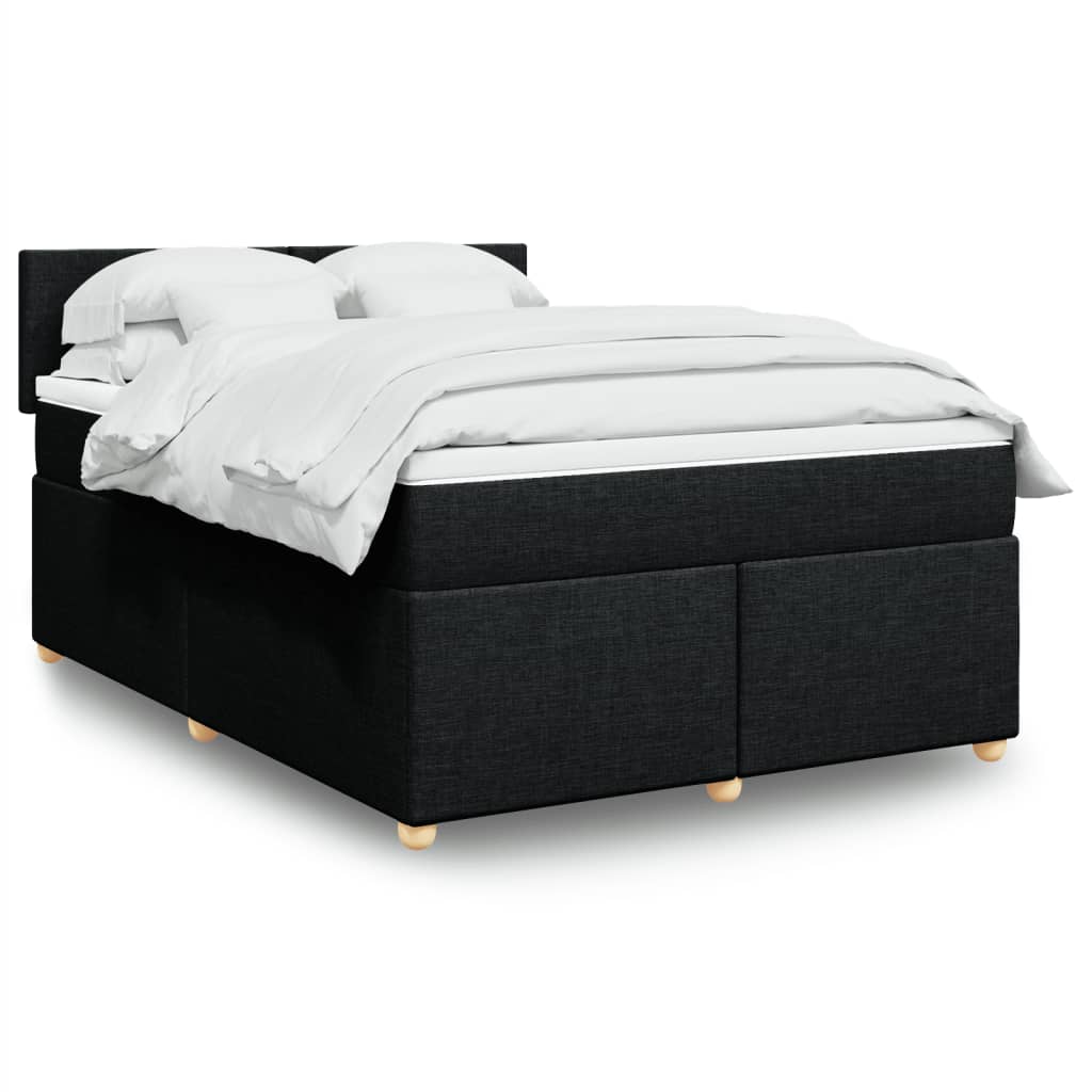 Box Spring Postel S Matrací Černá Textil Černá