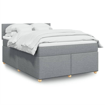 Box Spring Postel S Matrací Textil Světle Šedá