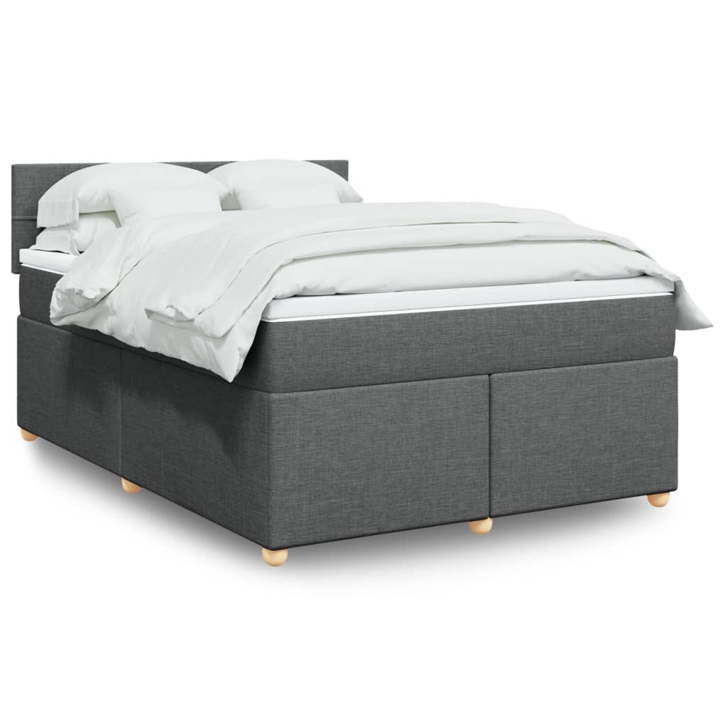 Box Spring Postel S Matrací Textil Tmavě Šedá