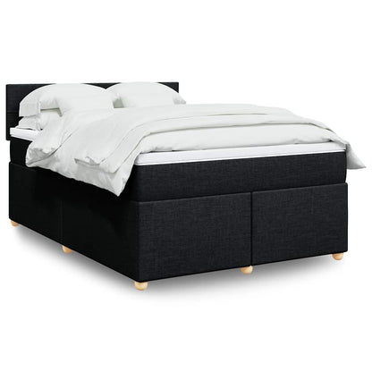 Box Spring Postel S Matrací Černá Textil Černá
