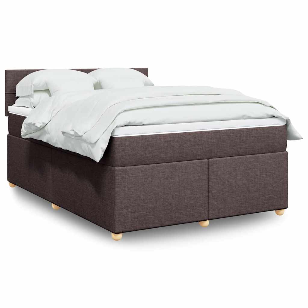 Box Spring Postel S Matrací Textil Tmavě Hnědá