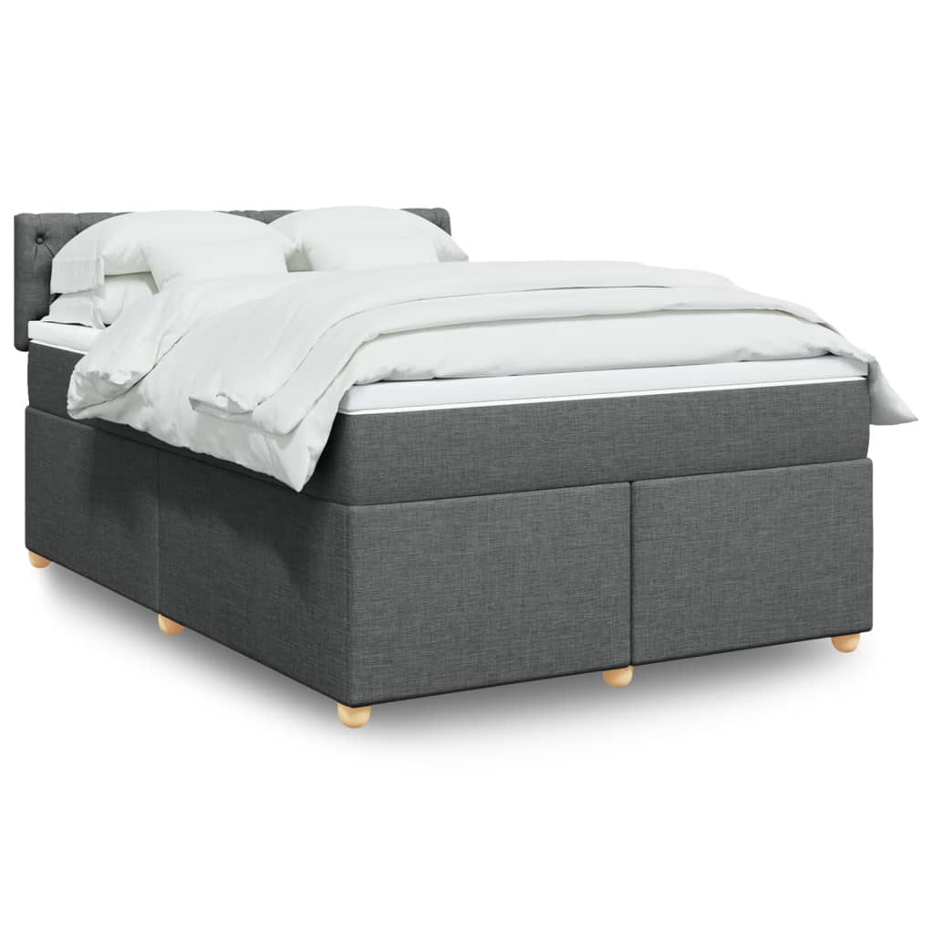 Box Spring Postel S Matrací Textil Tmavě Šedá