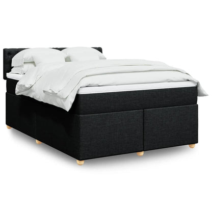 Box Spring Postel S Matrací Černá Textil Černá