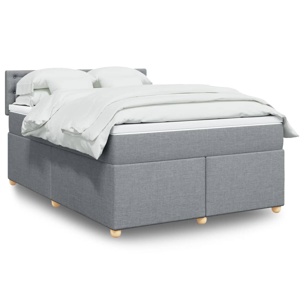 Box Spring Postel S Matrací Textil Světle Šedá