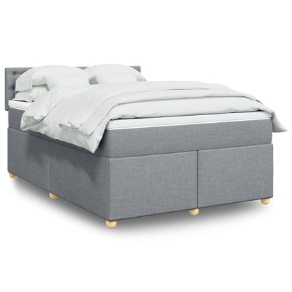 Box Spring Postel S Matrací Textil Světle Šedá
