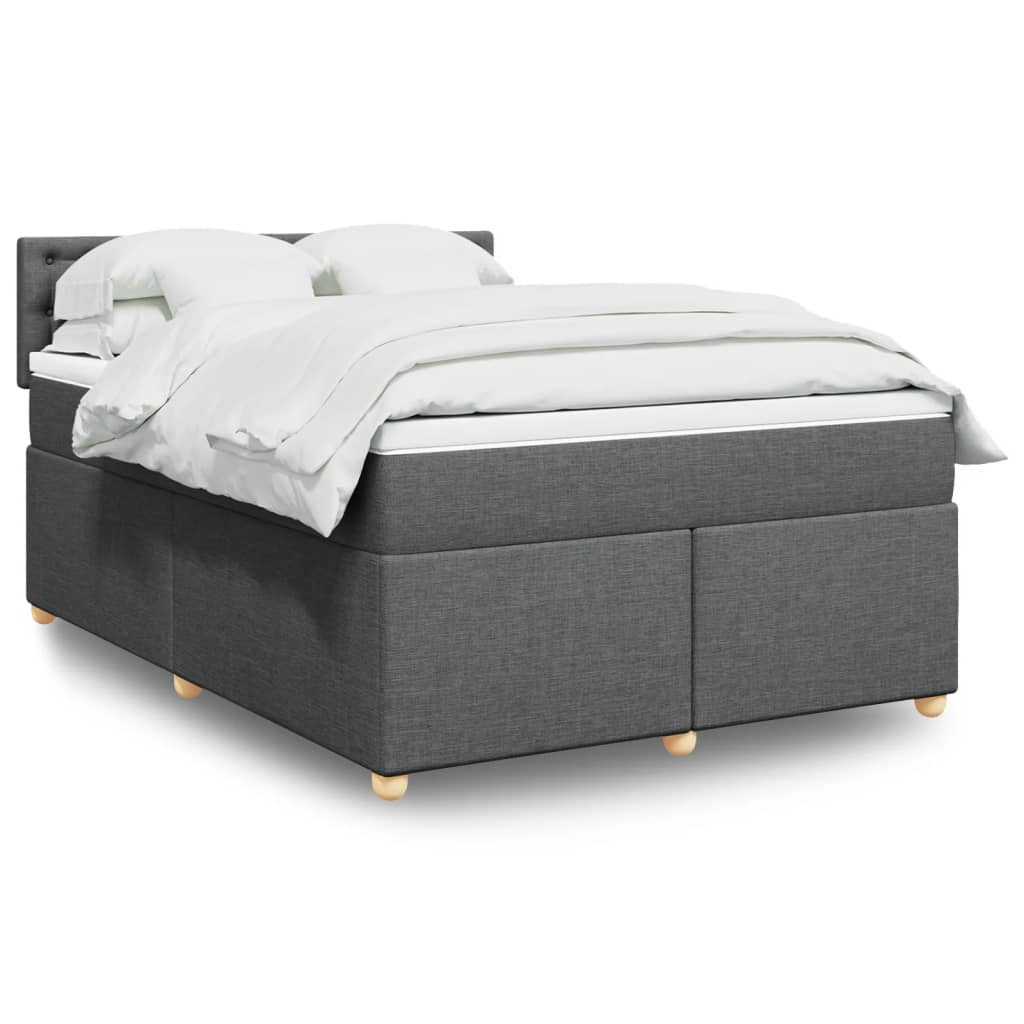 Box Spring Postel S Matrací Textil Tmavě Šedá