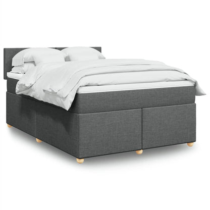 Box Spring Postel S Matrací Textil Tmavě Šedá