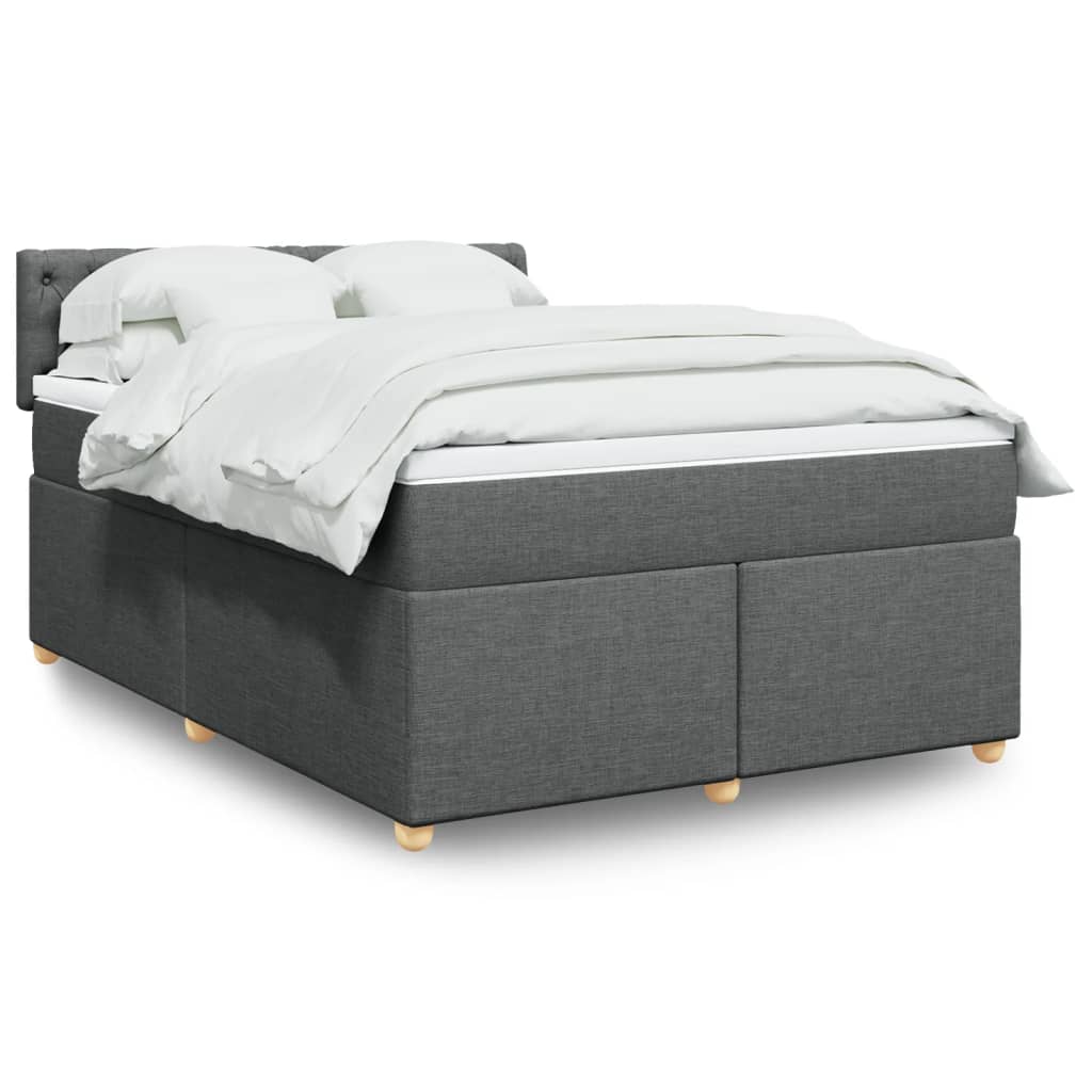Box Spring Postel S Matrací Textil Tmavě Šedá