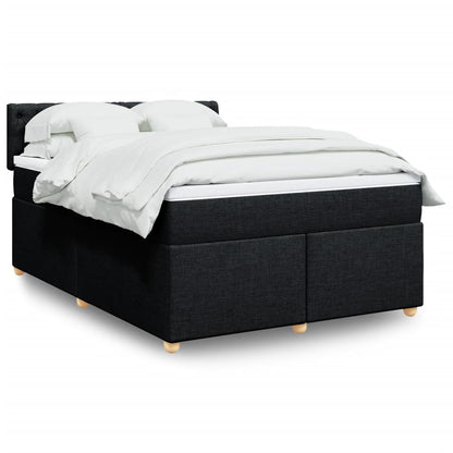 Box Spring Postel S Matrací Černá Textil Černá