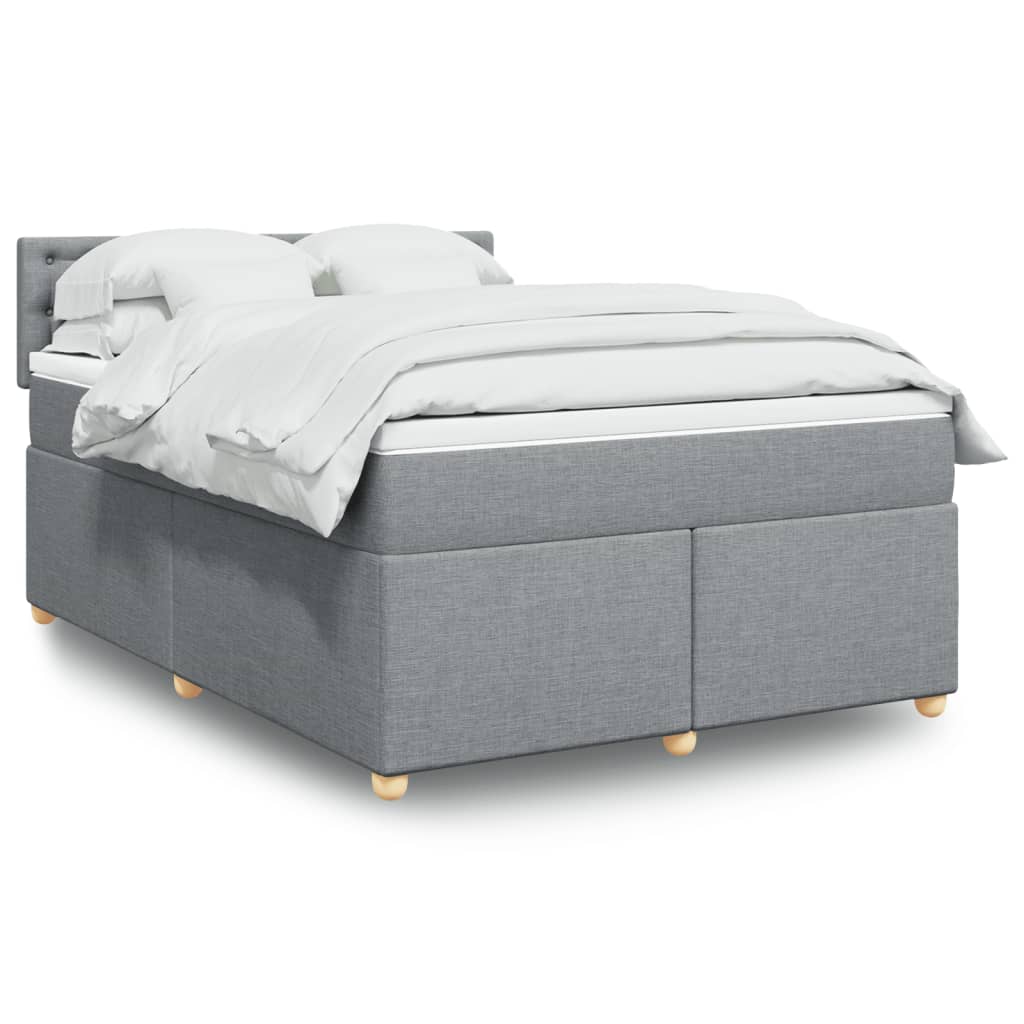 Box Spring Postel S Matrací Textil Světle Šedá