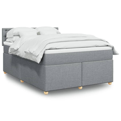 Box Spring Postel S Matrací Textil Světle Šedá