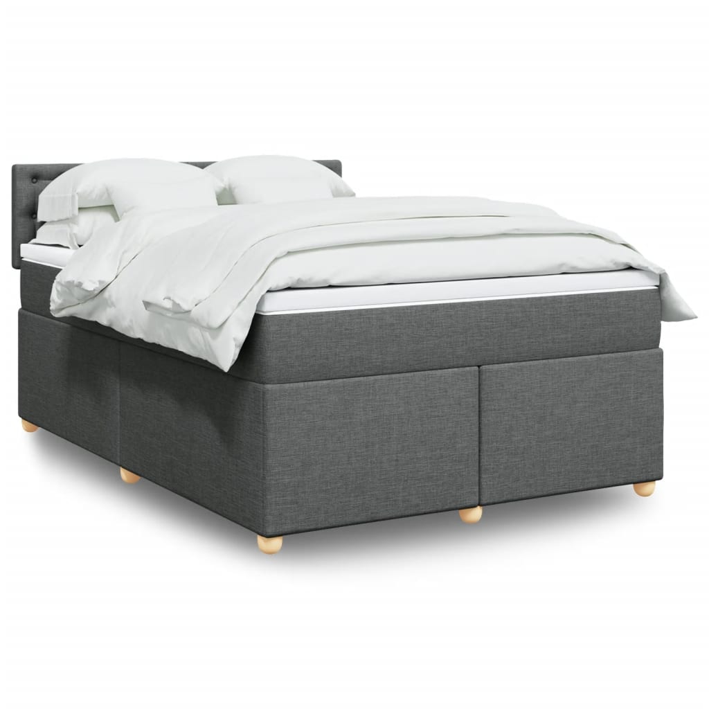 Box Spring Postel S Matrací Textil Tmavě Šedá