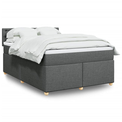 Box Spring Postel S Matrací Textil Tmavě Šedá
