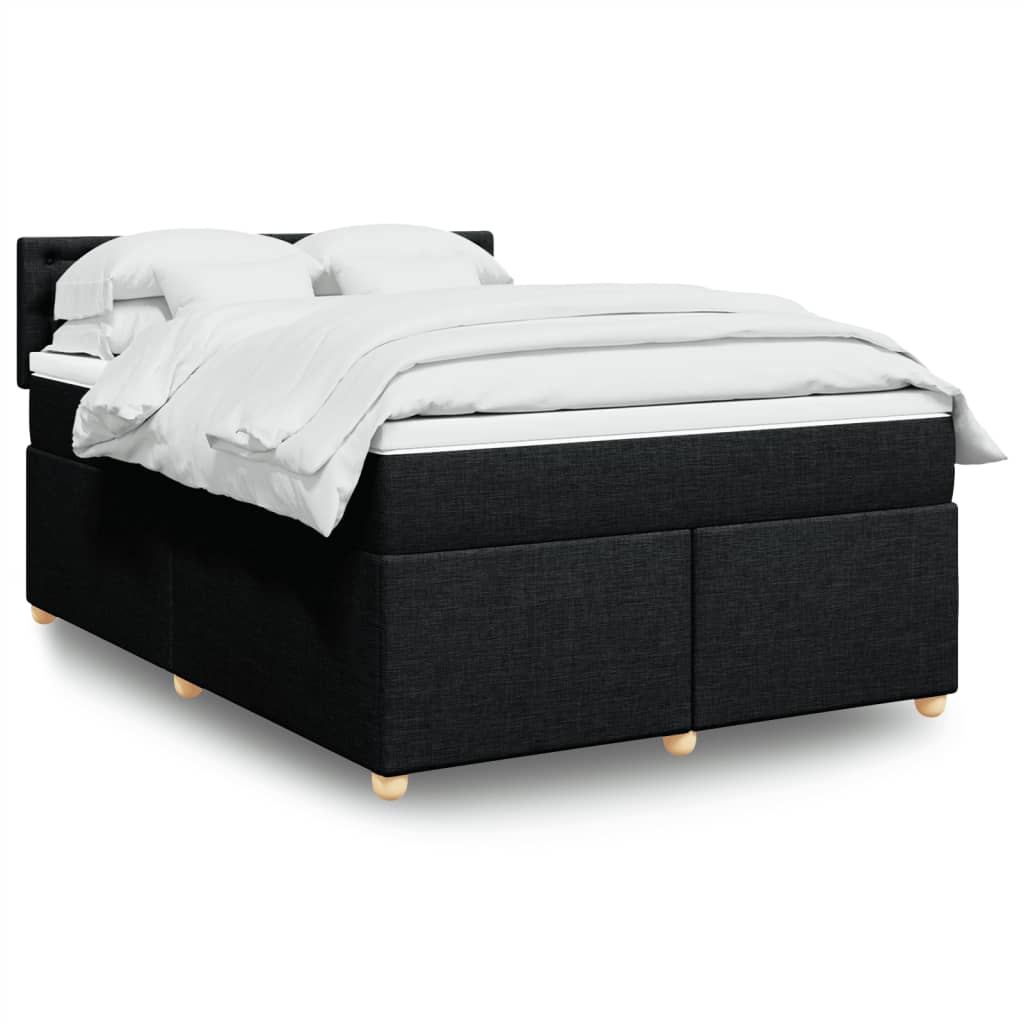 Box Spring Postel S Matrací Černá Textil Černá