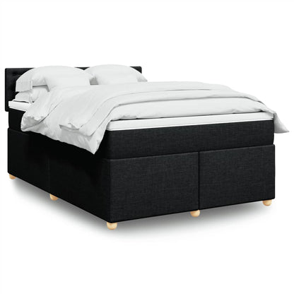 Box Spring Postel S Matrací Černá Textil Černá