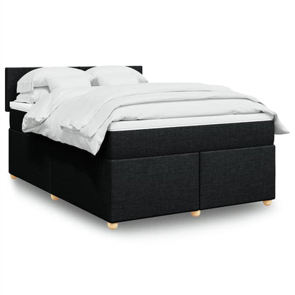 Box Spring Postel S Matrací Černá Textil Černá