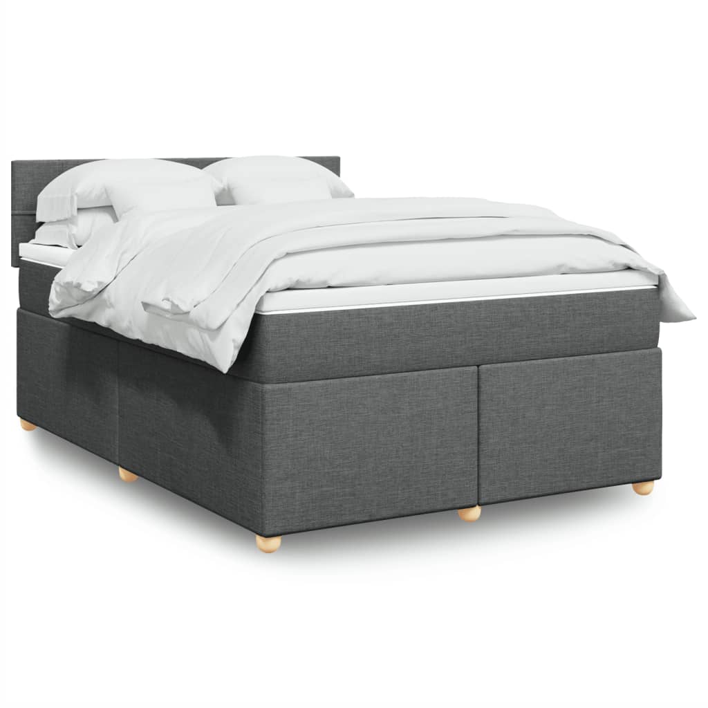 Box Spring Postel S Matrací Textil Tmavě Šedá